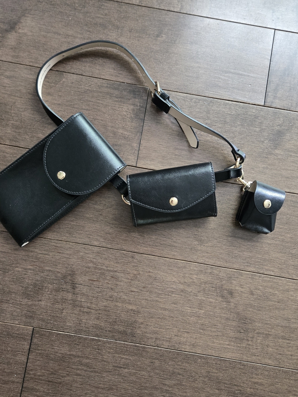 H&M Black Multi-Pouch Belt Bag with Gold XS